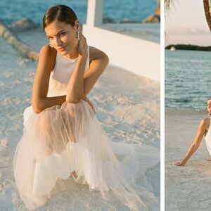 Anthropologie Cream Sleeveless Wedding Dress